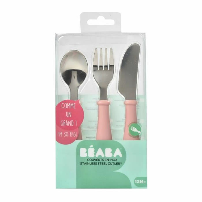 Cutlery Béaba Pink Stainless steel 3 parts