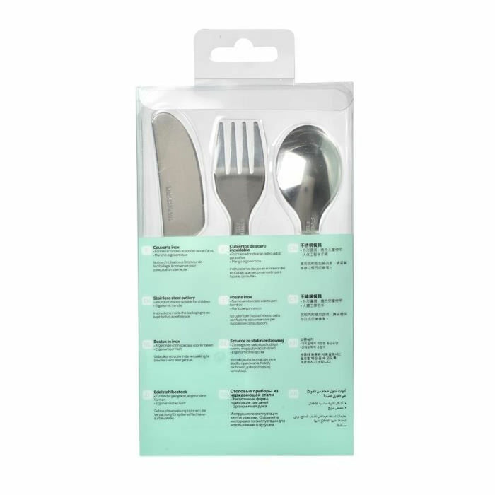 Cutlery Béaba Pink Stainless steel 3 parts