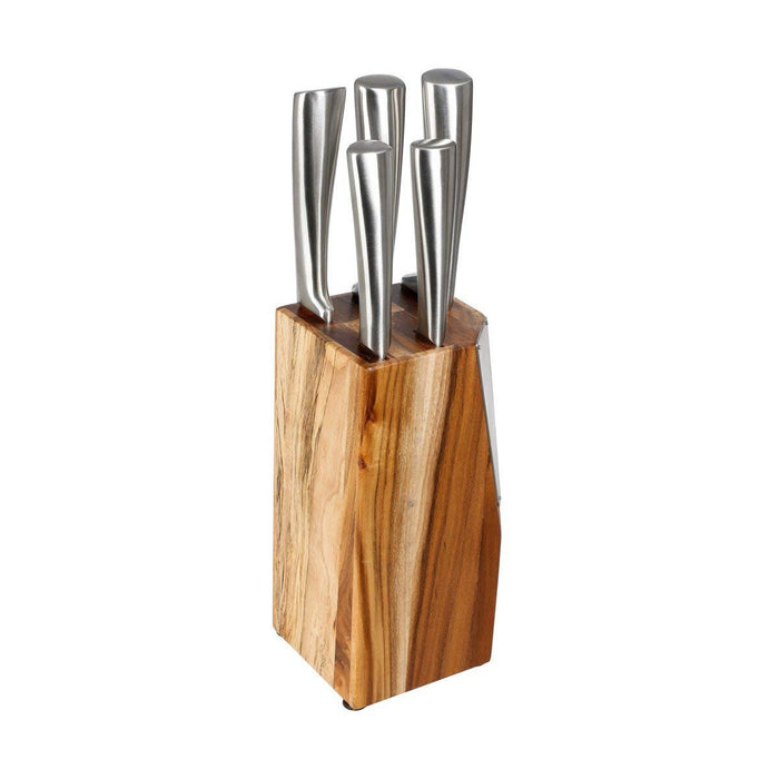 Knife set with wooden knife block 5five