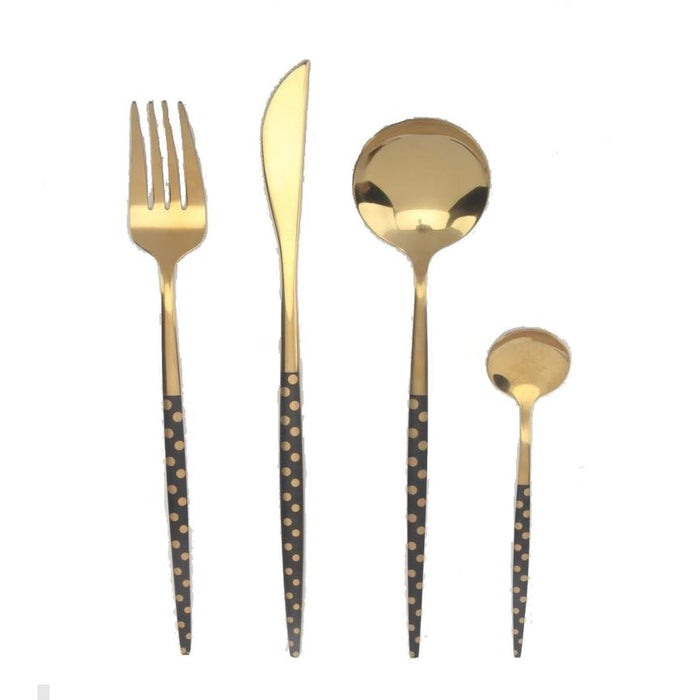 Cutlery DKD Home Decor Black Golden Stainless steel (1.8 x 0.3 x 23 cm) (2 x 0.3 x 21 cm)