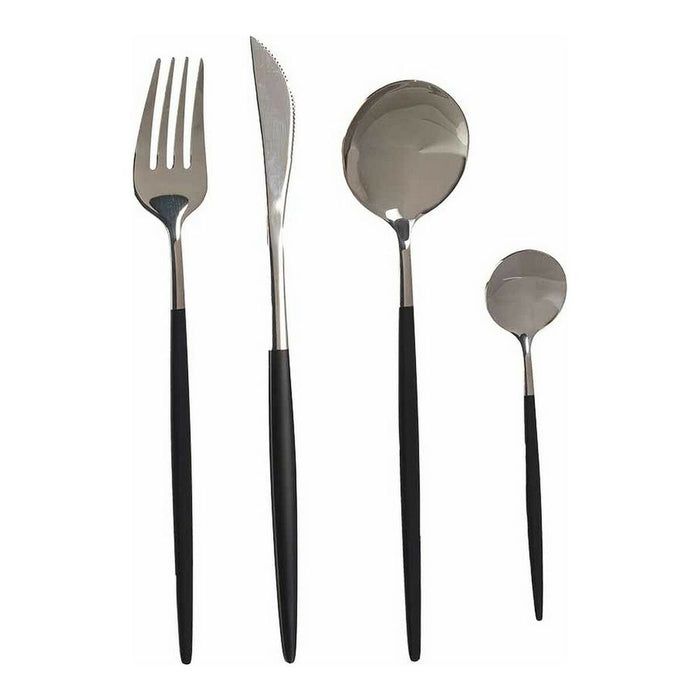 Cutlery Set Silver Colored Black Stainless Steel (8pcs)
