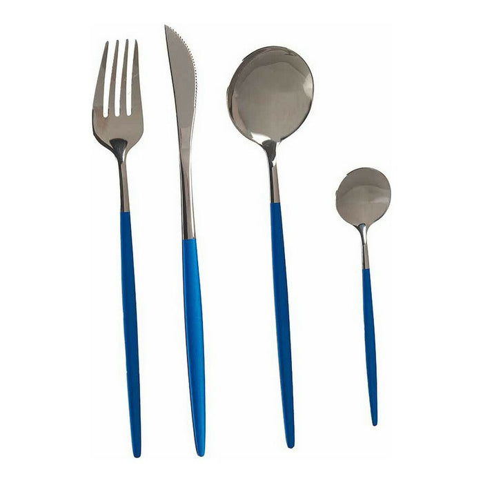 Cutlery Set Silver Colored Blue Stainless Steel (8pcs)