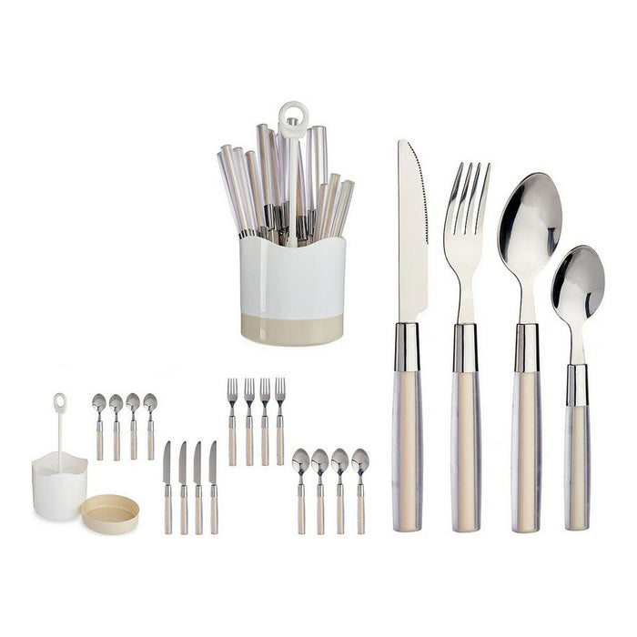 Cutlery Set 16 Pieces Silver-coloured Beige Stainless steel