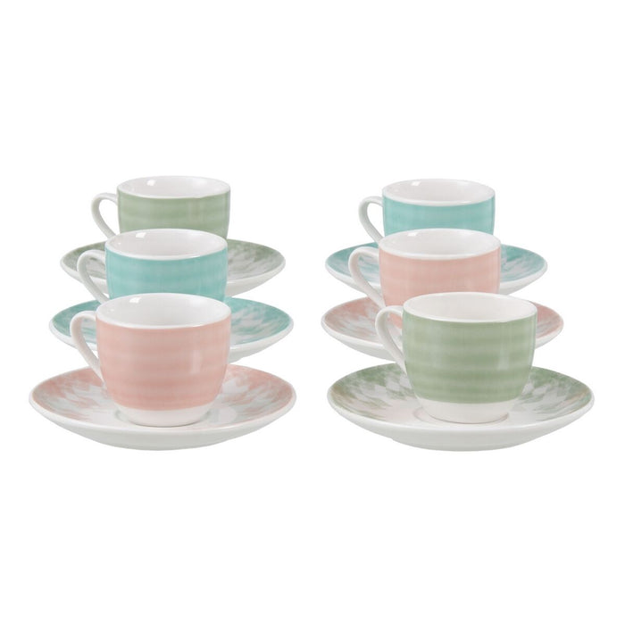 Set with cups and saucers Porcelain 6 Parts
