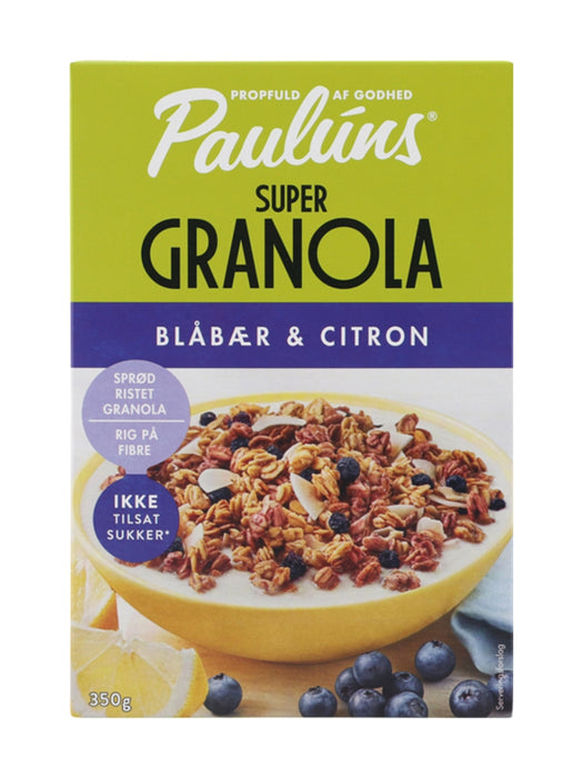 Pauluns Super Granola Blåbær/Citron 350g