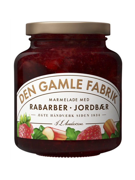 Den Gamle Fabrik Marmelade Jordbær/Rabarber 380g