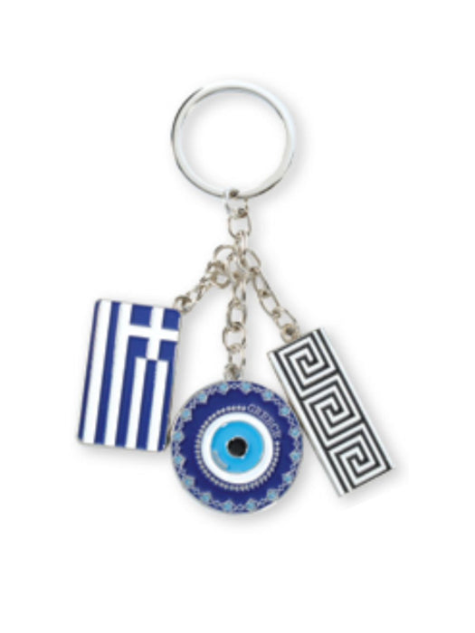 Moutsos nyckelring med öga, flagga och oändlighetstecken